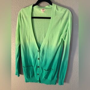 Mossimo Supply Co. Green to Teal Ombre V-Neck Button Cardigan